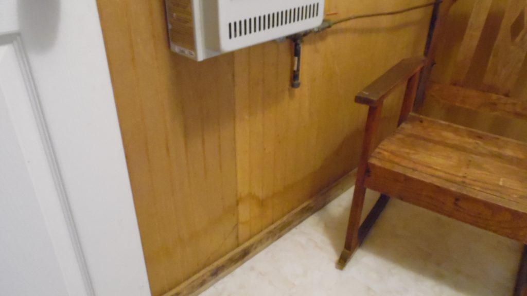 Long term water damage in bathroom walls. Long term water damage in bathroom walls.
