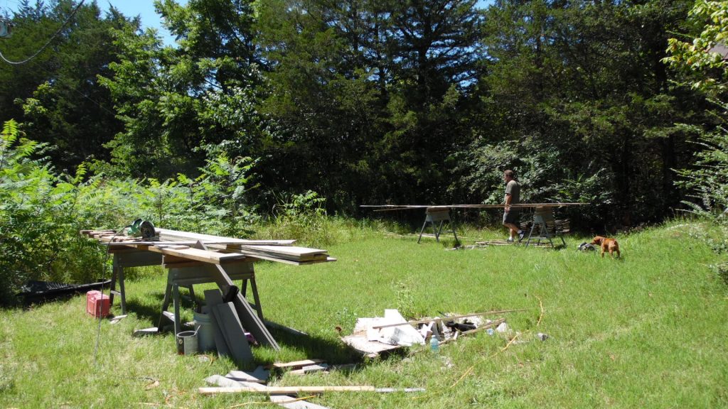 The backyard becomes a workshop The backyard becomes a workshop